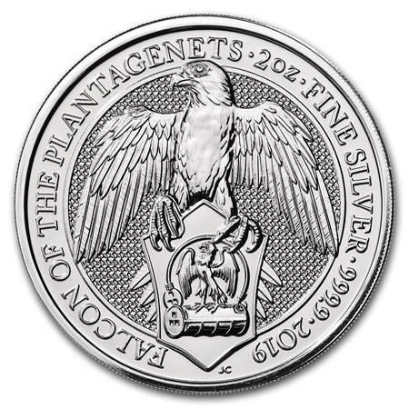 Queens Beast Falcon of the Plantagenets 2 oz 2019, Postzegels en Munten, Munten | Europa | Niet-Euromunten, Losse munt, Zilver