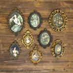 Lijst (8)- galerijmuur - Hout, Legering, Textiel, Glas,