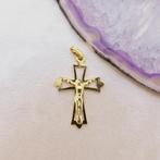 Gouden hanger van een kruis met corpus (Hanger of bedel), Ophalen of Verzenden, Gebruikt, Goud, Overige merken