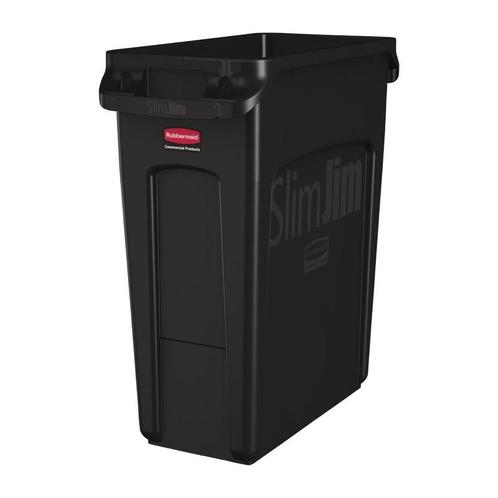 Rubbermaid Slim Jim afvalbak met ventilatiekanalen zwart 60L, Huis en Inrichting, Keuken | Keukenbenodigdheden, Verzenden