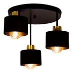 Plafondlamp 3-voudig zwart Goud metaal 3x E27 fitting Ø30cm, Nieuw, Ophalen of Verzenden, Metaal