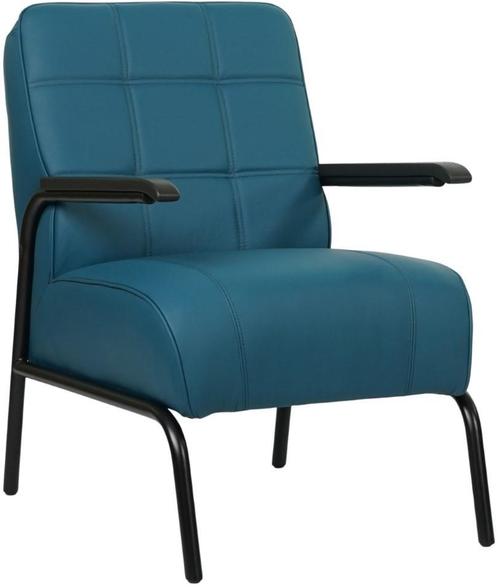 Blauwe leren industriële retro stoel - Toledo Leer Turquoise, Huis en Inrichting, Fauteuils, 50 tot 75 cm, 75 tot 100 cm, Nieuw