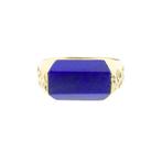 Gouden zegelring met Lapis Lazuli, Sieraden, Tassen en Uiterlijk, Ringen, 18 tot 19, Gebruikt, Overige kleuren, Ophalen of Verzenden