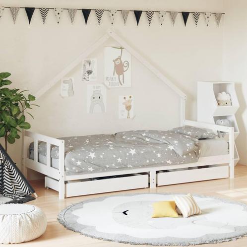 vidaXL Kinderbedframe met lades 90x200 cm massief grenenhout, Kinderen en Baby's, Kinderkamer | Bedden, Nieuw, Verzenden
