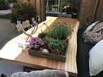 suar houten tafel teakhouten tafels teak boomstam eettafel, Huis en Inrichting, Tafels | Eettafels, Robuuste industriële landelijk design boomstamtafel  