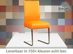 Leren eetkamerstoel Remix - Toledo Mandarin (oranje) -, Huis en Inrichting, Stoelen, Overige kleuren, Nieuw, Ophalen of Verzenden