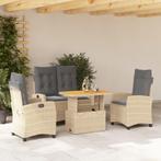 vidaXL 4-delige Tuinset met kussens poly rattan beige, Tuin en Terras, 4 zitplaatsen, Nieuw, Tuinset, Verzenden