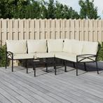 vidaXL 6-delige Loungeset met zandkleurige kussens staal, Verzenden, Nieuw, Rvs, Loungeset