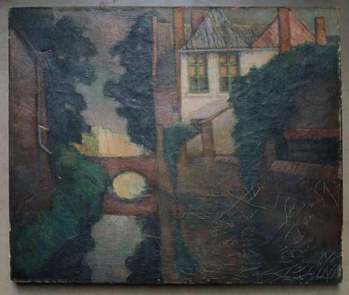 Gustave Donnet (1892-1973) - Bruges-la-morte - reien te, Antiek en Kunst, Kunst | Schilderijen | Klassiek
