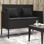 vidaXL Tuinbank met kussens poly rattan zwart, Verzenden, Nieuw, Rotan