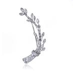 Broche Platina diamantbladbroche met marquise-, baguette- en