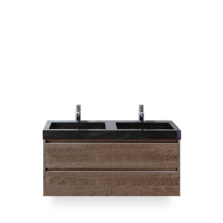 Dante Badmeubelset 120 cm - Tabacco - Wastafel Hardsteen Wit, Huis en Inrichting, Badkamer | Badkamermeubels, Ophalen of Verzenden