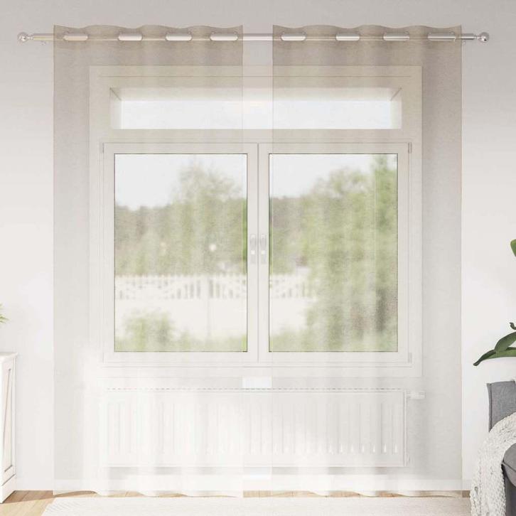 vidaXL Voile Gordijn met gordijnen 2 pcs Zand 140x225cm, Huis en Inrichting, Stoffering | Gordijnen en Lamellen, Beige, Nieuw