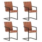 vidaXL Eetkamerstoelen 4 st echt leer bruin, Verzenden, Nieuw, Bruin