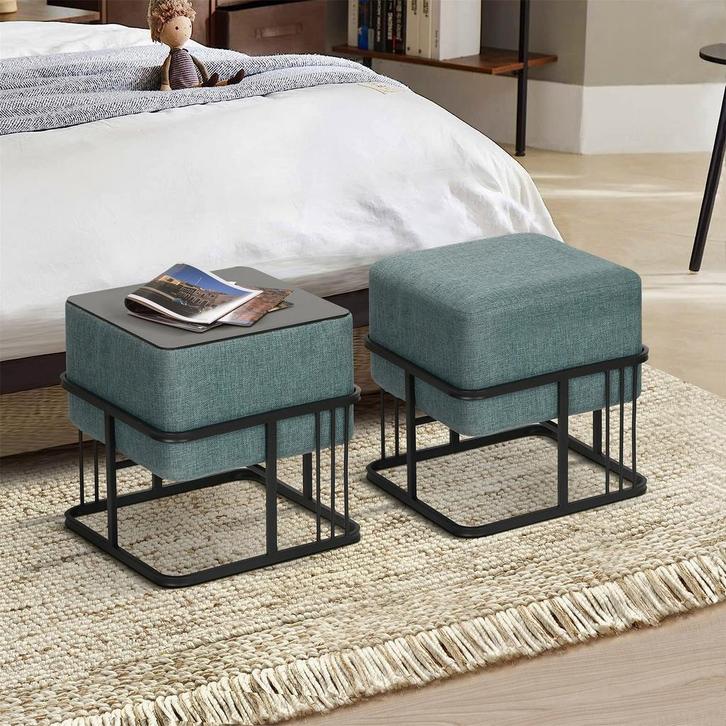 Krukje en bijzettafel Tas vierkant 38x38x38 cm 2-in-1 set gr, Huis en Inrichting, Stoelen, Verzenden