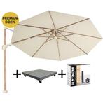 Challenger T2 premium Ø350 cm teak champagne met 90 KG voet, Tuin en Terras, Parasols, Ophalen of Verzenden, Nieuw