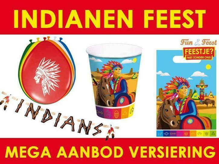 Indianen kinderfeestje - feestartikelen & versiering, Hobby en Vrije tijd, Feestartikelen, Verjaardag, Versiering, Nieuw, Ophalen of Verzenden