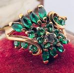 Zonder Minimumprijs - Ring - 9 kt. Roségoud, Zilver Smaragd, Sieraden, Tassen en Uiterlijk, Ringen, Nieuw