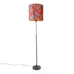 Vloerlamp zwart kap pauw dessin rood 40 cm - Parte, Nieuw, Overige materialen, Modern, 150 tot 200 cm