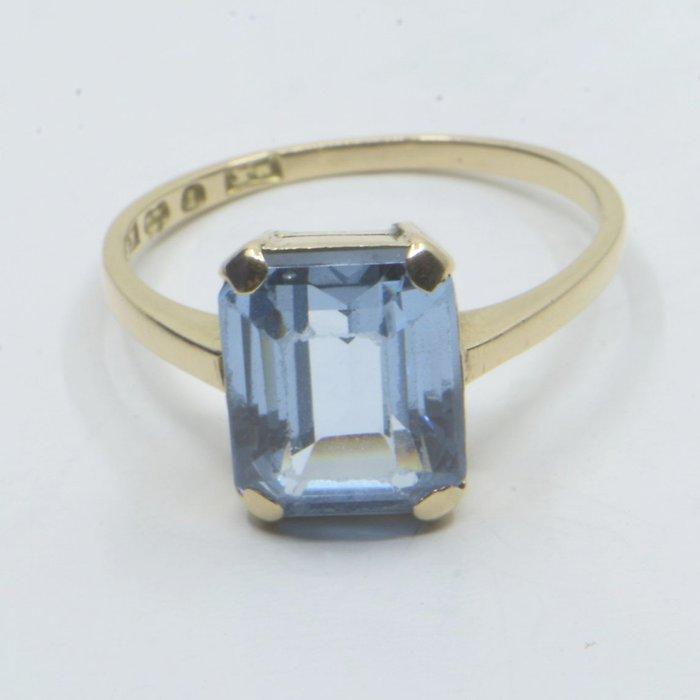 Ring - 18 karaat Geel goud - 1.32ct. tw. Aquamarijn -, Sieraden, Tassen en Uiterlijk, Ringen