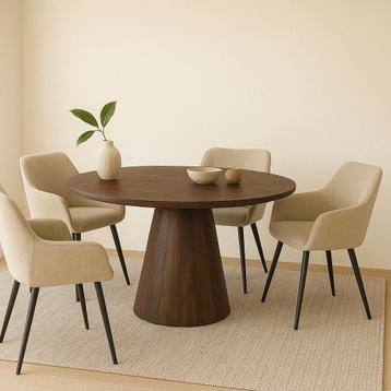 Mangohouten eettafel Mick rond bruin 110cm beschikbaar voor biedingen