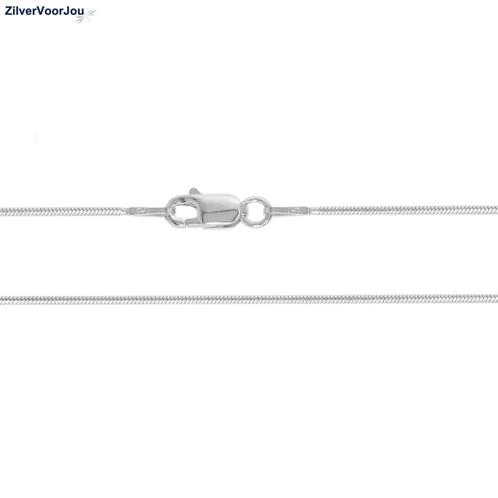 Zilveren slang ketting 50 cm 1.1 mm, Sieraden, Tassen en Uiterlijk, Kettingen, Nieuw, Zilver, Verzenden