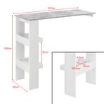 Bartafel Bromoella wandmontage 120x45x106 cm wit betonlook, Huis en Inrichting, Tafels | Eettafels, Verzenden, Nieuw