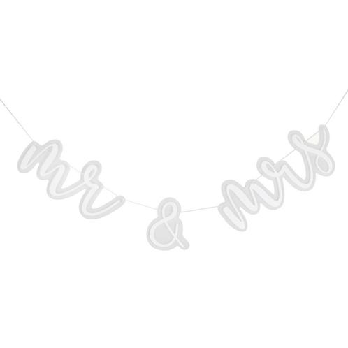 Witte Slinger Mr & Mrs 2m, Hobby en Vrije tijd, Feestartikelen, Nieuw, Verzenden