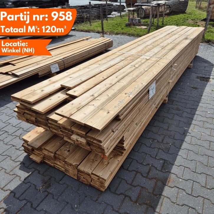 Thermo Vuren Vlonderplank 4800-5100x140x24mm, Doe-het-zelf en Verbouw, Platen en Panelen, Ophalen of Verzenden