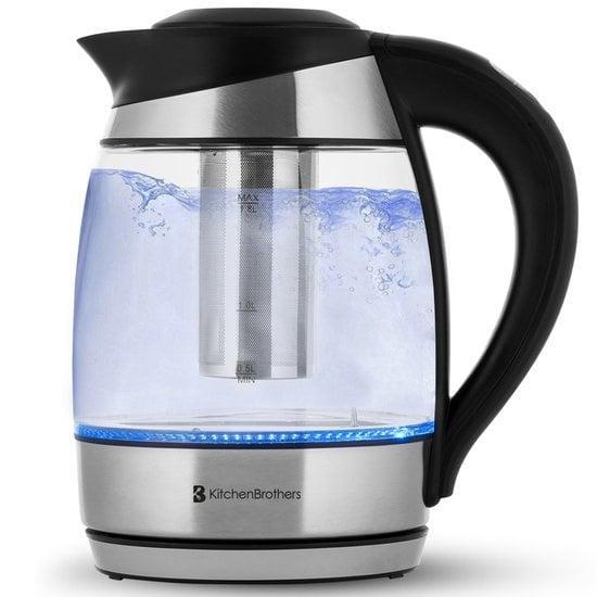 2dekans | KitchenBrothers Waterkoker - 1.8L - Glas - BPA, Witgoed en Apparatuur, Waterkokers, Zo goed als nieuw, Ophalen of Verzenden