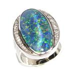 Ring - 18 karaat Witgoud - 8.30ct. tw. Opaal - Diamant -, Sieraden, Tassen en Uiterlijk, Ringen, Nieuw