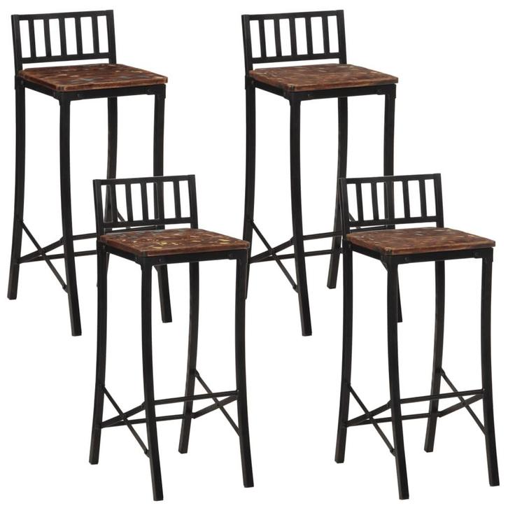 vidaXL Barstoelen 4 st massief gerecycled hout, Huis en Inrichting, Barkrukken, Nieuw, Verzenden
