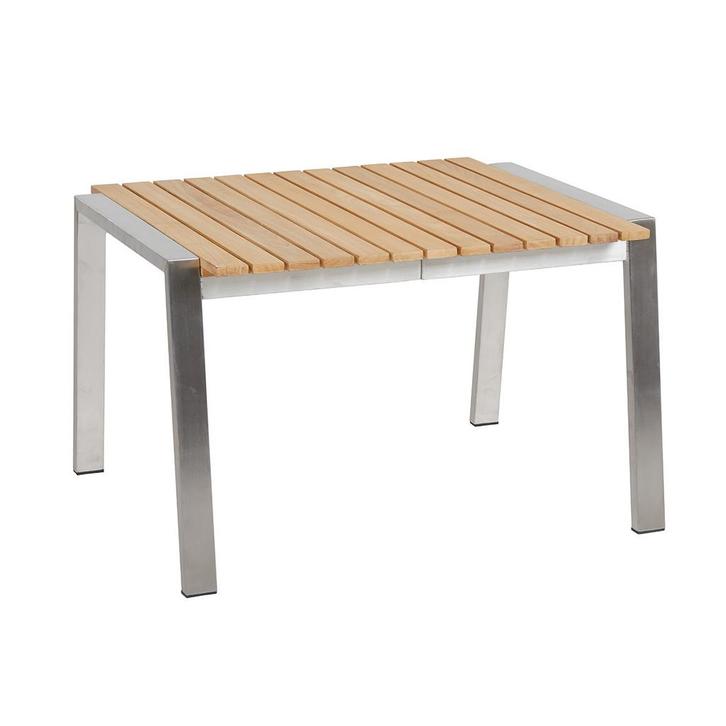 *WOONWINKEL* Brafab Naos RVS Tuin Bijzettafel Met Teakhout, Tuin en Terras, Tuinsets en Loungesets, Nieuw, Verzenden