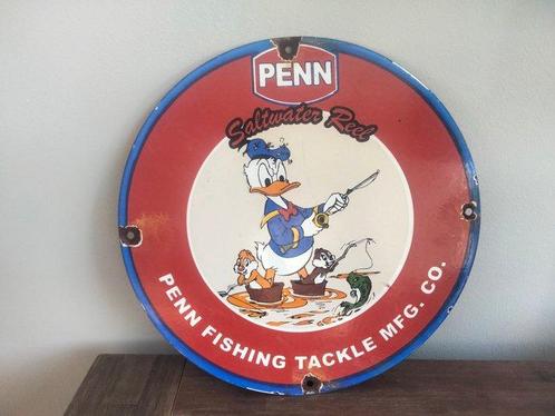 Penn saltwater fishing reels - Reclamebord - Emaille, Antiek en Kunst, Kunst | Designobjecten