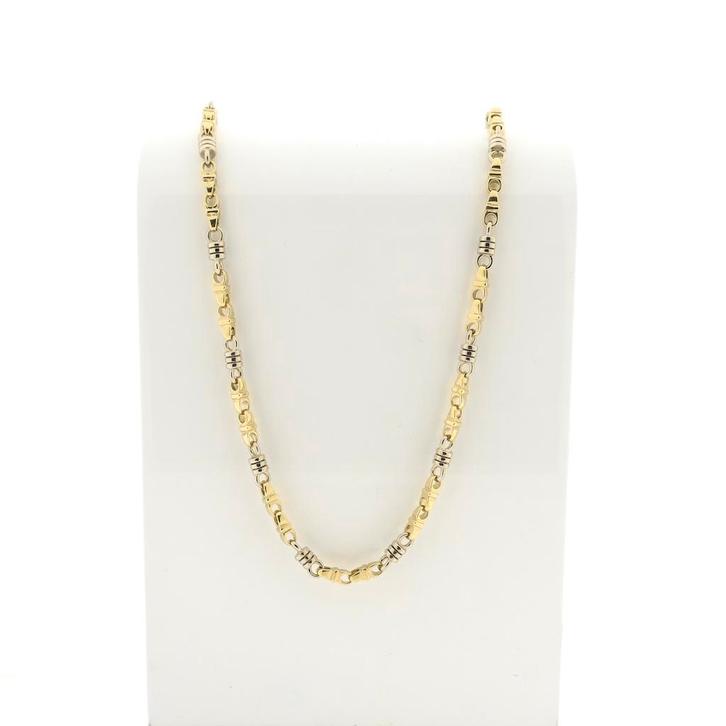 Bicolor gouden Monte Carlo schakel ketting; Heren | 59,5 cm, Sieraden, Tassen en Uiterlijk, Kettingen, Overige kleuren, Gebruikt