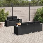 vidaXL 6-delige Loungeset met kussens poly rattan zwart, Tuin en Terras, Tuinsets en Loungesets, 6 zitplaatsen, Nieuw, Loungeset