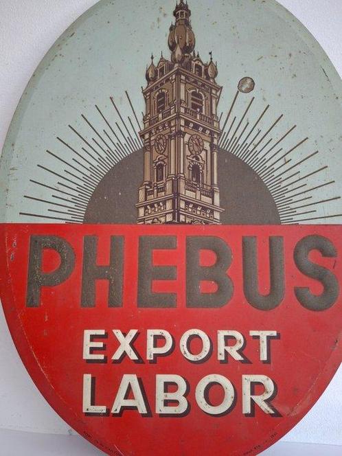 Brasserie Labor - Reclamebord - Phebus Export - Wit metaal, Antiek en Kunst, Antiek | Wandborden en Tegels