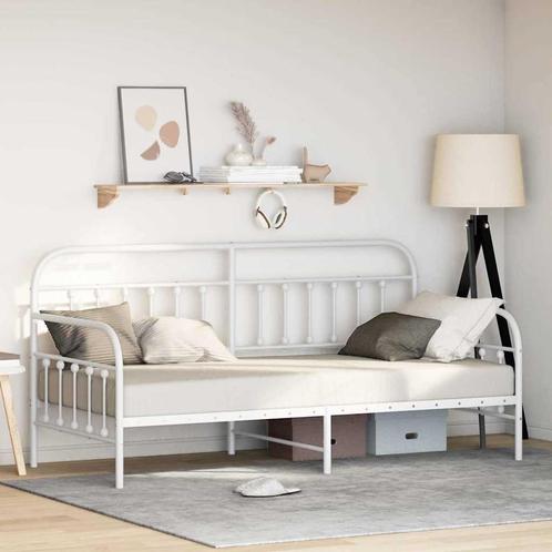 vidaXL Bedframe voor een daybed met hoofdeinde Wit 90 x 190, Huis en Inrichting, Slaapkamer | Bedden, Wit, Nieuw, Metaal, Verzenden