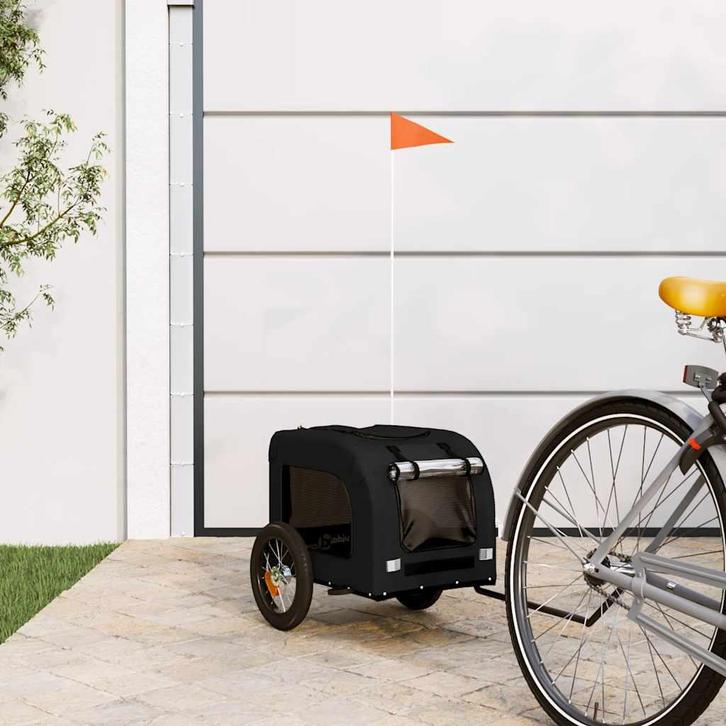 vidaXL Hondenfietstrailer oxford stof en ijzer zwart, Dieren en Toebehoren, Overige Dieren-accessoires, Nieuw, Verzenden