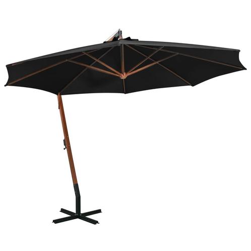 vidaXL Zweefparasol met paal 3,5x2,9 m massief vurenhout, Tuin en Terras, Parasols, Zweefparasol, Nieuw, 3 tot 4 meter, Verzenden