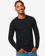 HEMA Heren shirt slim fit o-hals lange mouw zwart, Verzenden, Nieuw