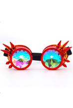 Goggles Steampunk Bril Spikes Rood Geel Montuur Caleidoscoop, Kleding | Dames, Nieuw, Carnaval, Ophalen of Verzenden