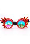 Steampunk goggles caleidoscoop bril rood geel spikes vuur po