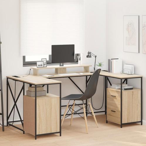 vidaXL Bureau met lade met opslag Sonoma eiken 182 x 101 x, Huis en Inrichting, Bureaus, Nieuw, Verzenden