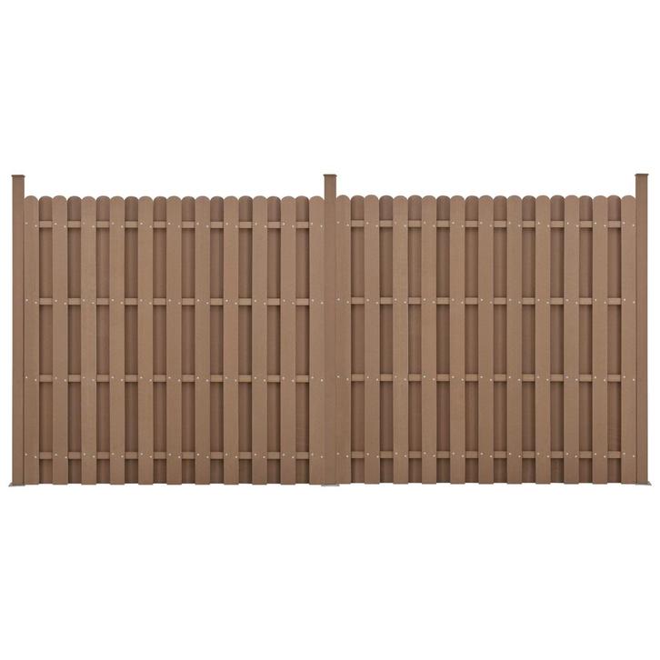 WPC Schuttingpaneel 11 planken met palen 185x376 cm bruin, Tuin en Terras, Schuttingen, Verzenden