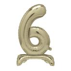 Gouden Cijfer Ballon 6 Jaar Met Standaard 76cm, Hobby en Vrije tijd, Feestartikelen, Verzenden, Nieuw