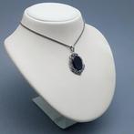 Zilver, Art Deco, Onyx - Ketting met hanger - Markasieten.