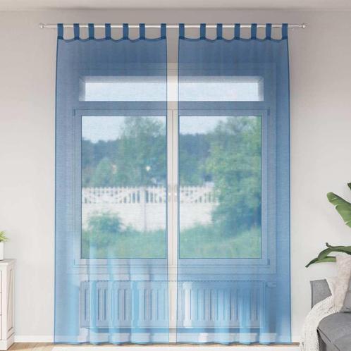 vidaXL Gordijnen voile met lussen 2 st 140x260 cm, Huis en Inrichting, Stoffering | Gordijnen en Lamellen, Blauw, Nieuw, Verzenden
