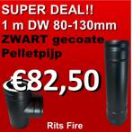 Pelletpijp | dw | 80-130 | ZWART | Rookkanaal | 100 cm |, Nieuw, Hout, Pelletkachel