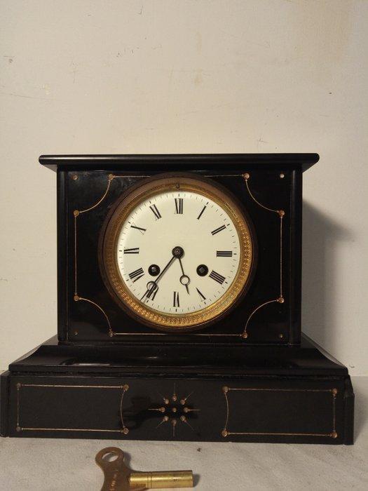 Klok - Marmer, Emaille, Messing - 1850-1900 - Marmer pendule, Antiek en Kunst, Antiek | Klokken